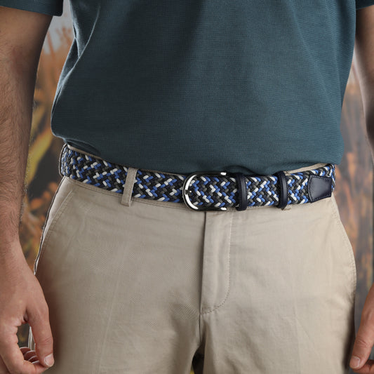 Rahat ve Şık Örgü Erkek Kemeri, Uniseks Kullanıma Uygun Kemer, Hakiki Deri Aksesuarlı Elastik Erkek Kemer, 3.5 cm Genişlik