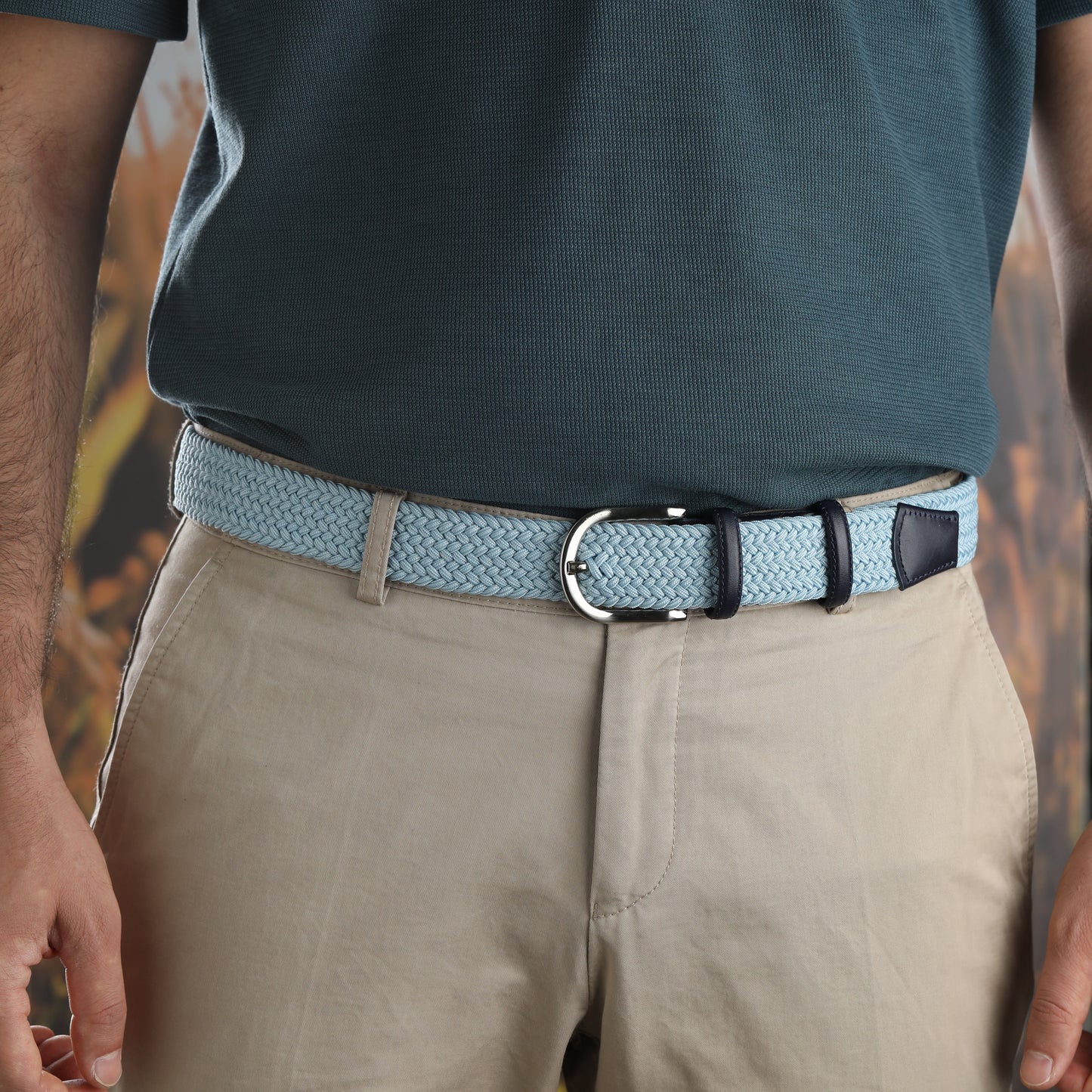 Rahat ve Şık Örgü Erkek Kemeri, Uniseks Kullanıma Uygun Kemer, Hakiki Deri Aksesuarlı Elastik Erkek Kemer, 3.5 cm Genişlik