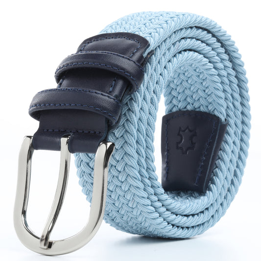 Rahat ve Şık Örgü Erkek Kemeri, Uniseks Kullanıma Uygun Kemer, Hakiki Deri Aksesuarlı Elastik Erkek Kemer, 3.5 cm Genişlik