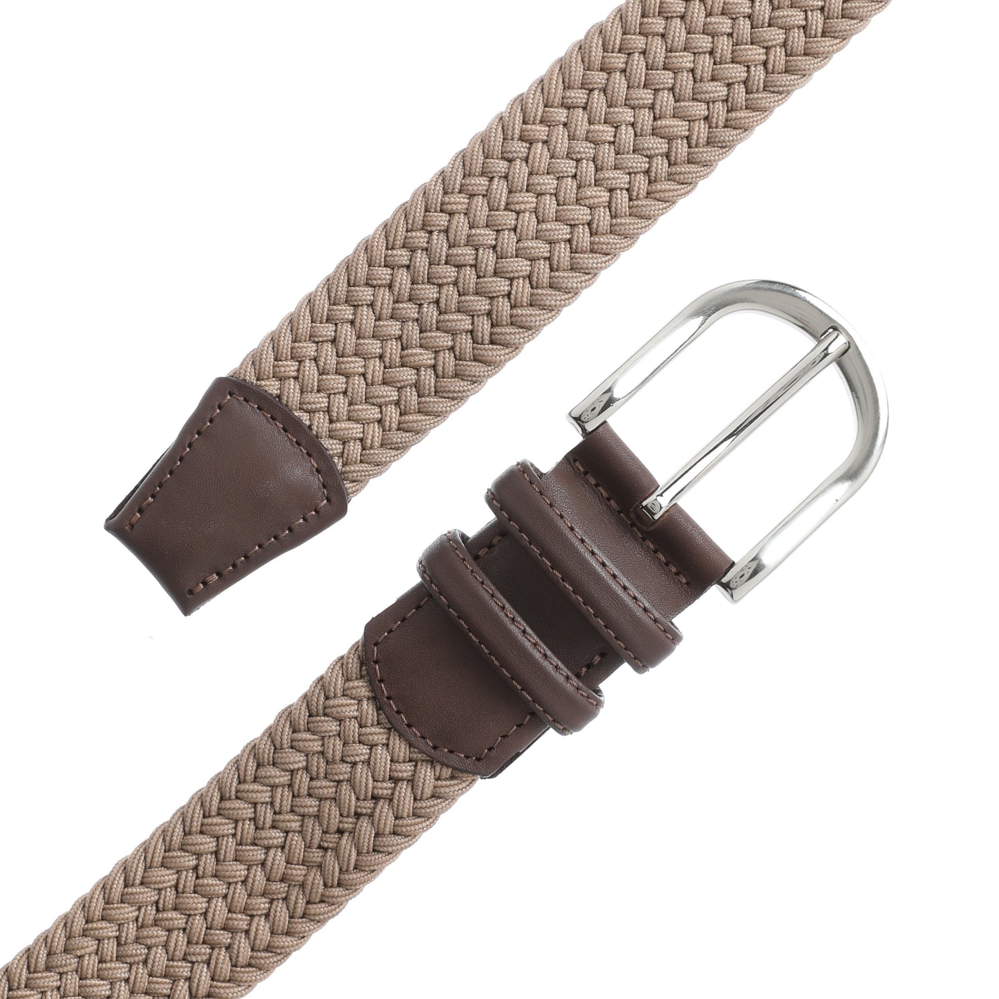 Rahat ve Şık Örgü Erkek Kemeri, Uniseks Kullanıma Uygun Kemer, Hakiki Deri Aksesuarlı Elastik Erkek Kemer, 3.5 cm Genişlik