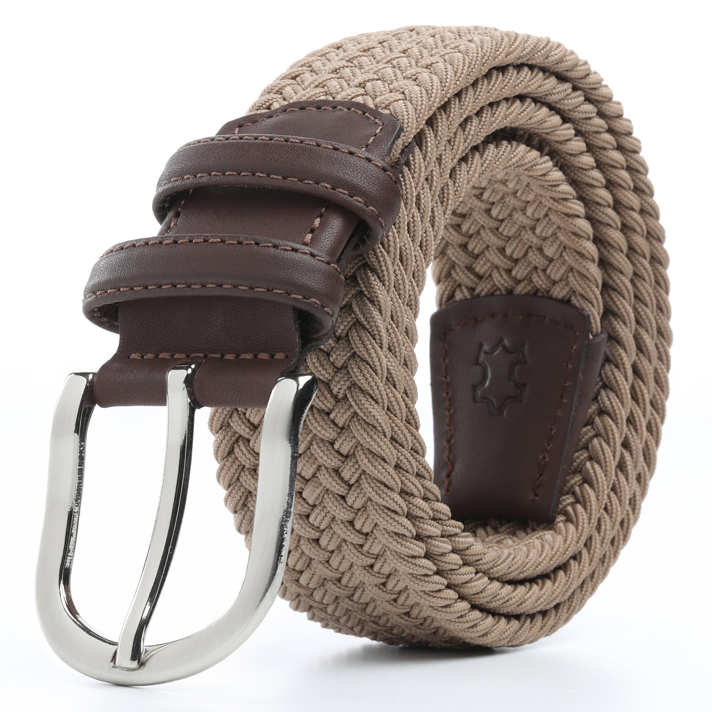 Rahat ve Şık Örgü Erkek Kemeri, Uniseks Kullanıma Uygun Kemer, Hakiki Deri Aksesuarlı Elastik Erkek Kemer, 3.5 cm Genişlik