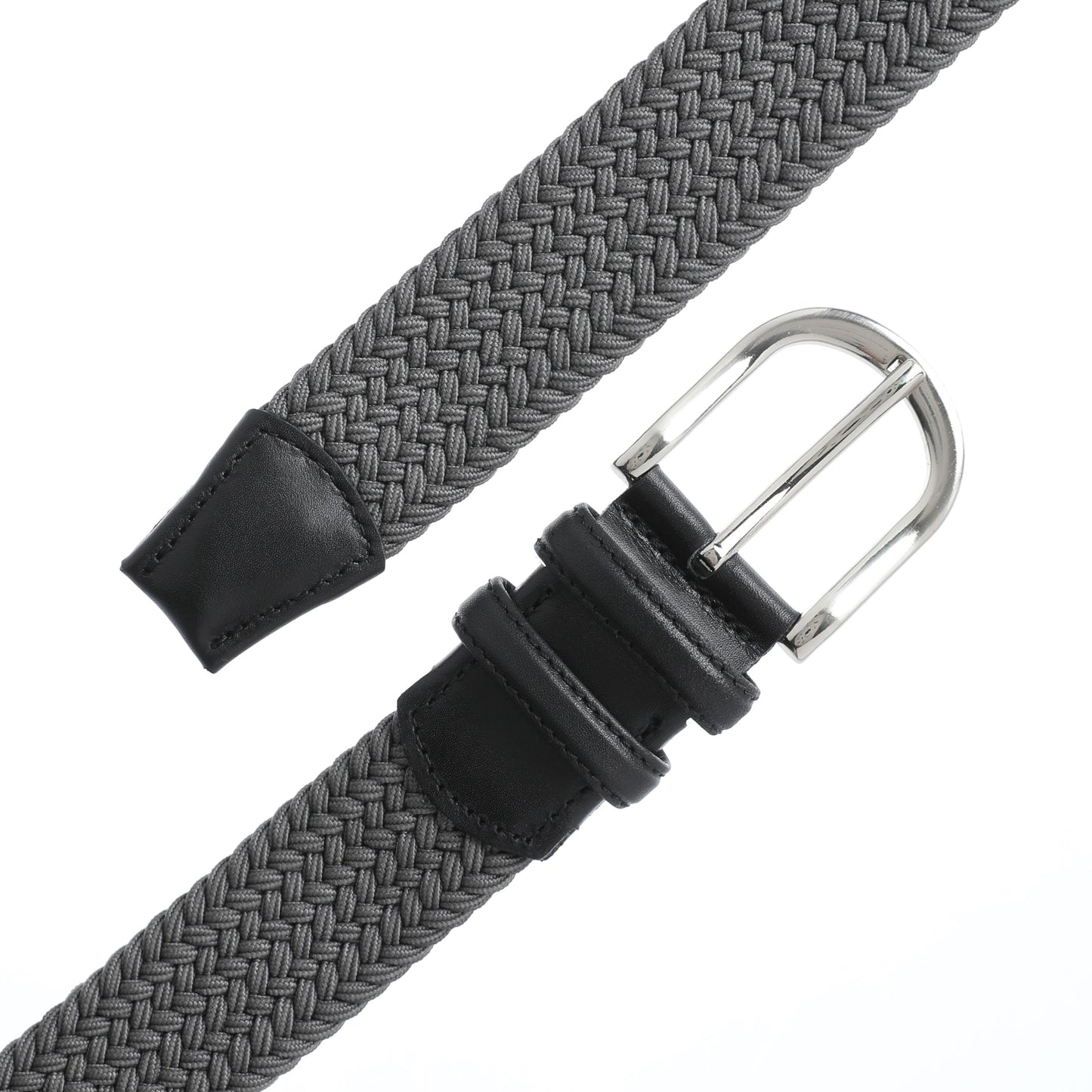 Rahat ve Şık Örgü Erkek Kemeri, Uniseks Kullanıma Uygun Kemer, Hakiki Deri Aksesuarlı Elastik Erkek Kemer, 3.5 cm Genişlik