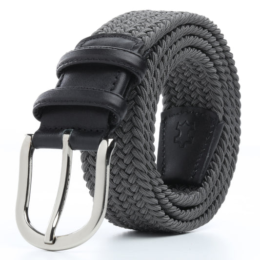 Rahat ve Şık Örgü Erkek Kemeri, Uniseks Kullanıma Uygun Kemer, Hakiki Deri Aksesuarlı Elastik Erkek Kemer, 3.5 cm Genişlik