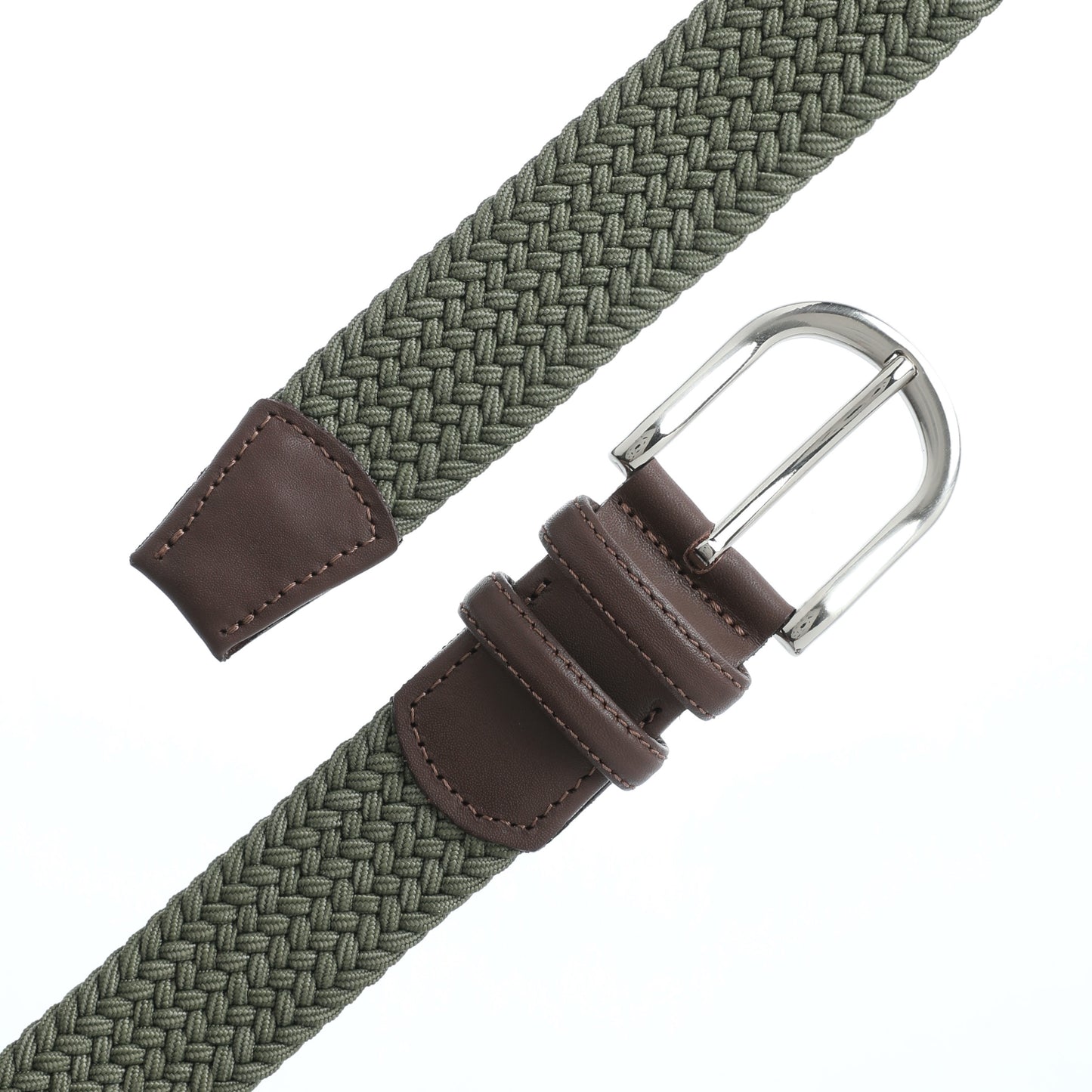 Rahat ve Şık Örgü Erkek Kemeri, Uniseks Kullanıma Uygun Kemer, Hakiki Deri Aksesuarlı Elastik Erkek Kemer, 3.5 cm Genişlik