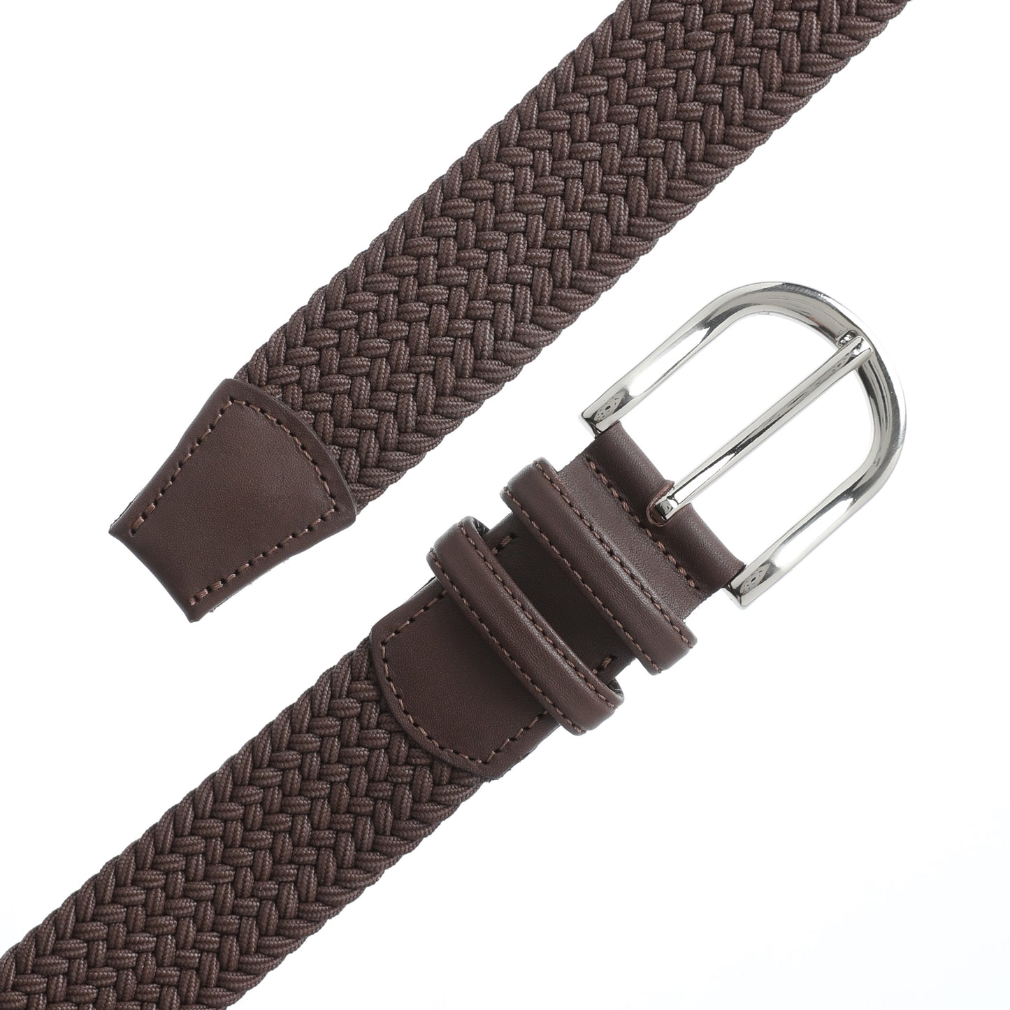 Rahat ve Şık Örgü Erkek Kemeri, Uniseks Kullanıma Uygun Kemer, Hakiki Deri Aksesuarlı Elastik Erkek Kemer, 3.5 cm Genişlik