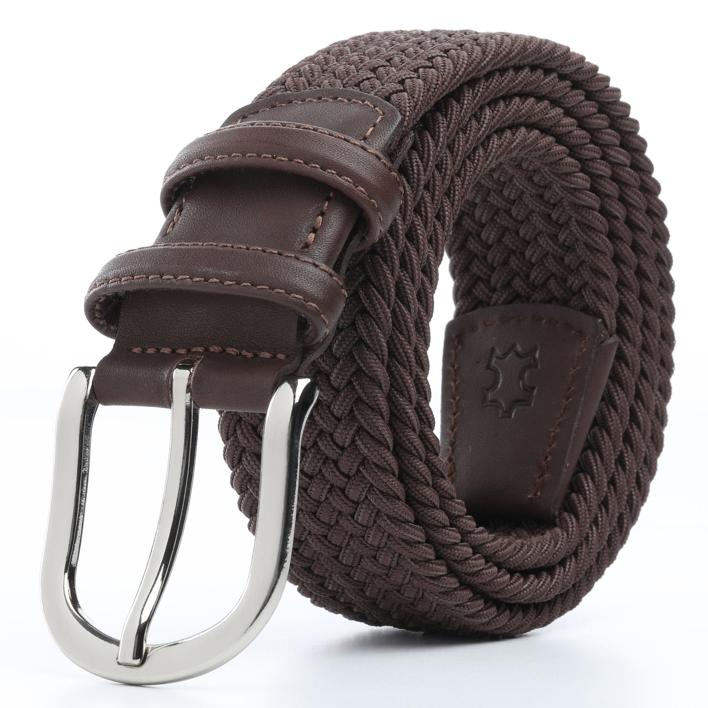 Rahat ve Şık Örgü Erkek Kemeri, Uniseks Kullanıma Uygun Kemer, Hakiki Deri Aksesuarlı Elastik Erkek Kemer, 3.5 cm Genişlik