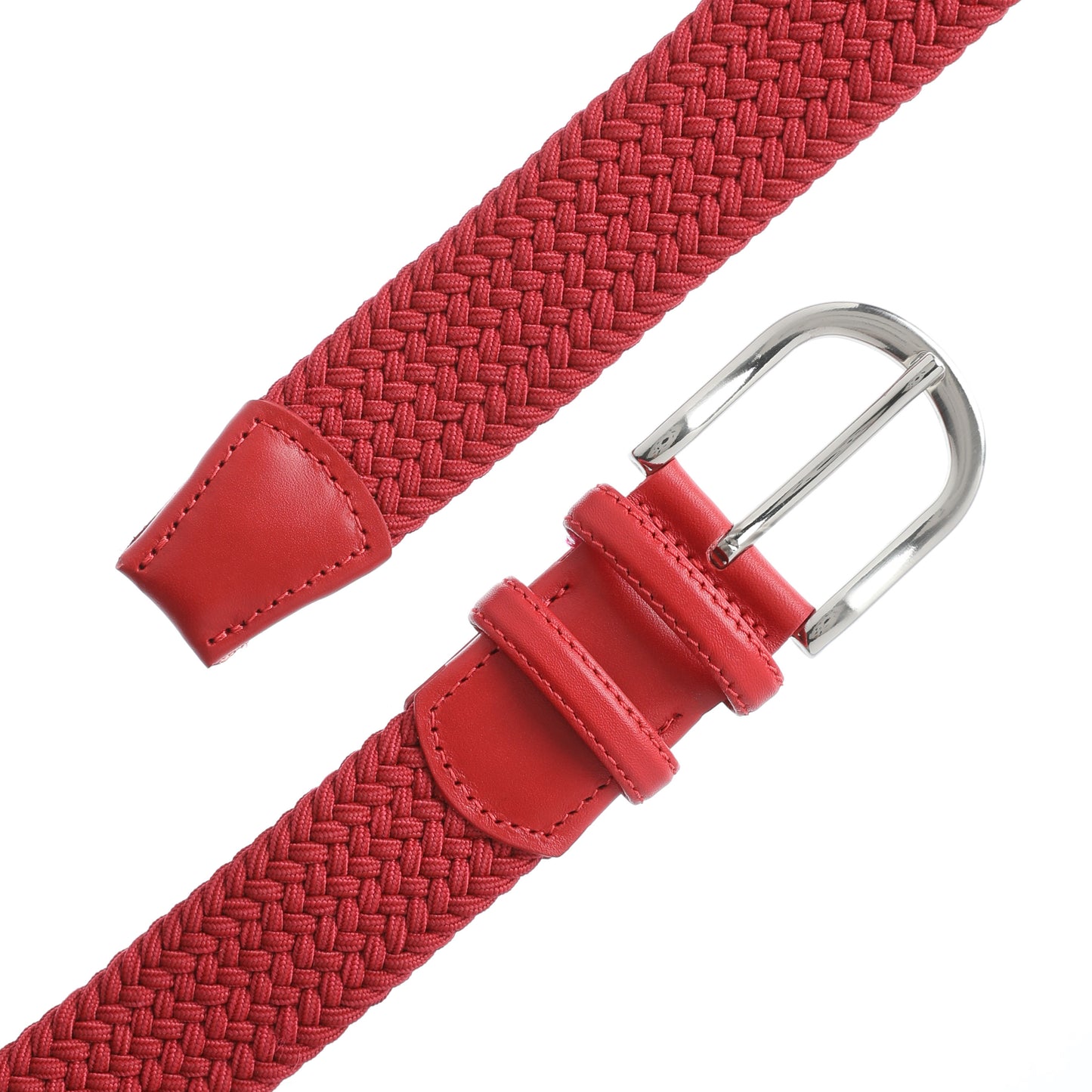 Rahat ve Şık Örgü Erkek Kemeri, Uniseks Kullanıma Uygun Kemer, Hakiki Deri Aksesuarlı Elastik Erkek Kemer, 3.5 cm Genişlik