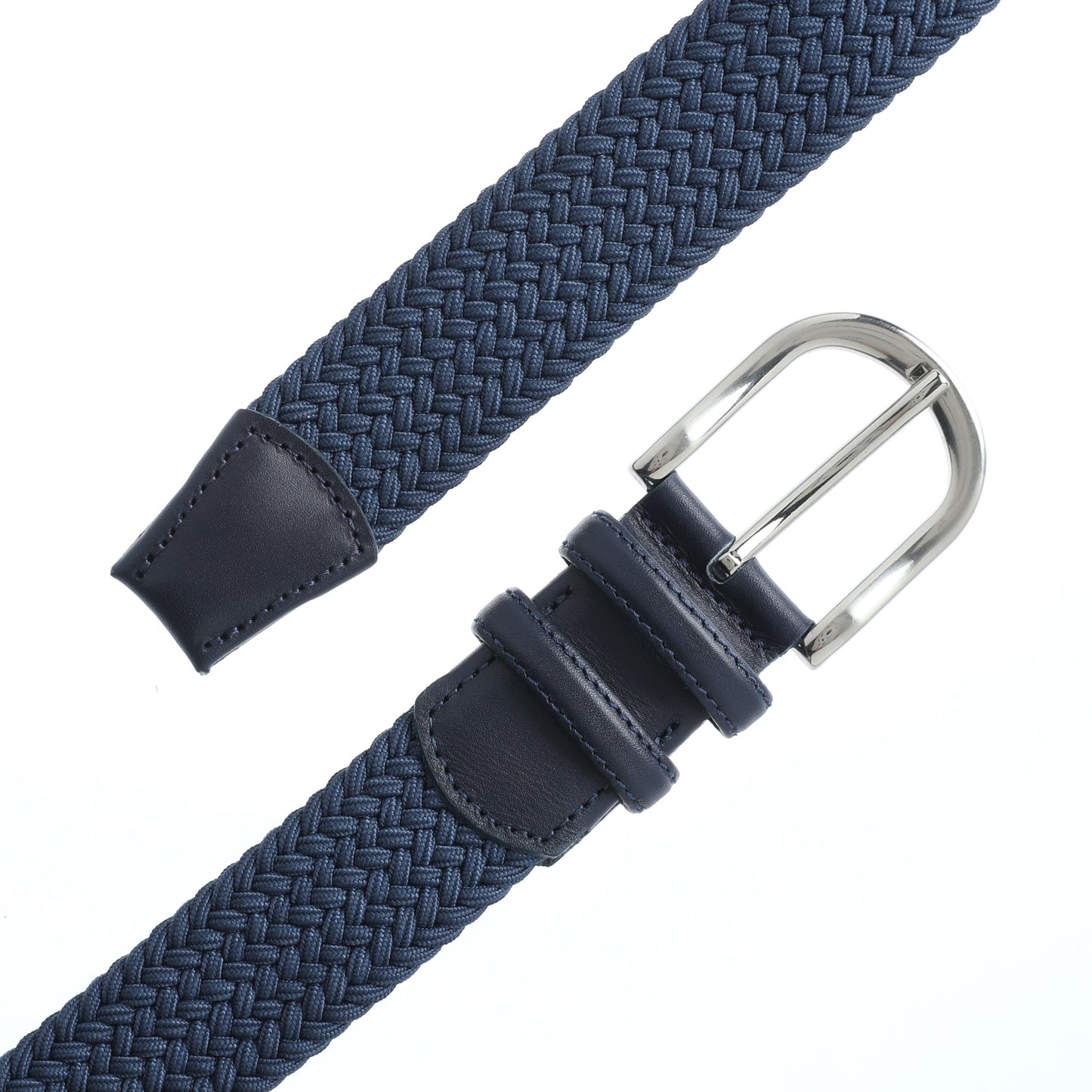 Rahat ve Şık Örgü Erkek Kemeri, Uniseks Kullanıma Uygun Kemer, Hakiki Deri Aksesuarlı Elastik Erkek Kemer, 3.5 cm Genişlik