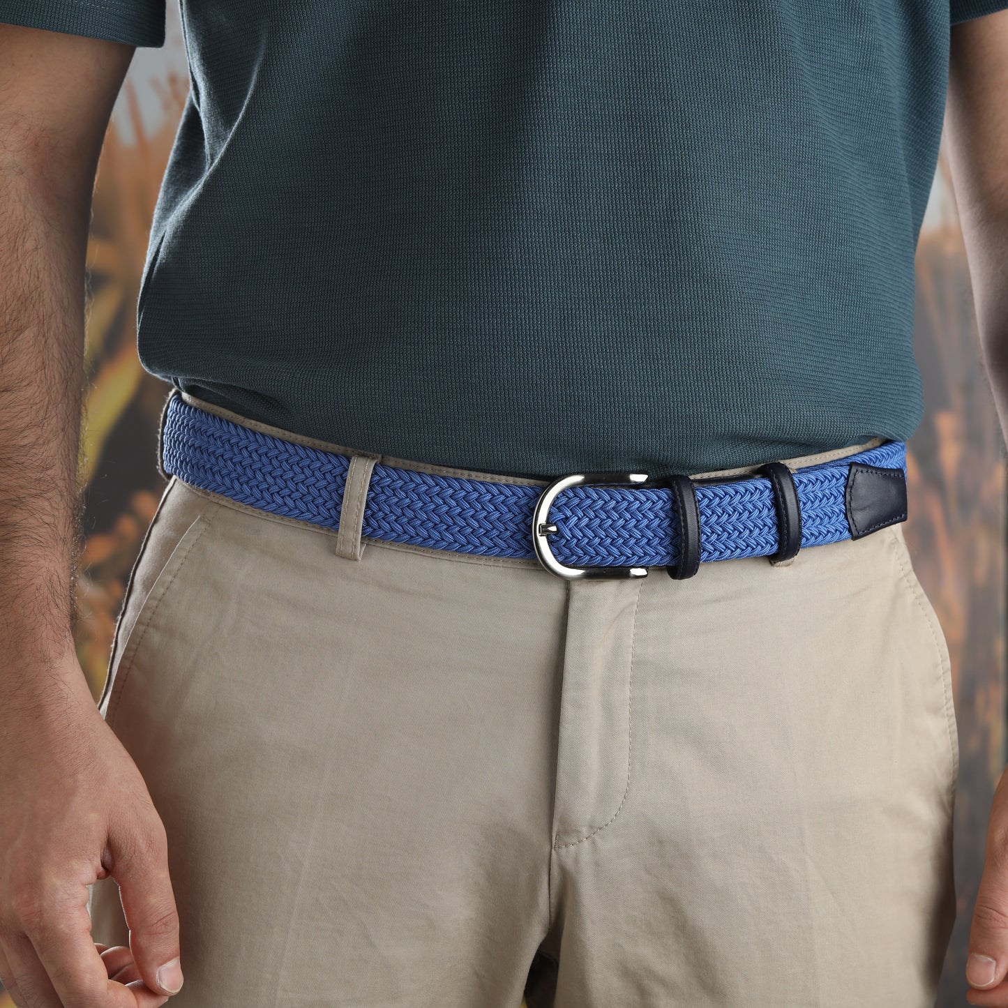 Rahat ve Şık Örgü Erkek Kemeri, Uniseks Kullanıma Uygun Kemer, Hakiki Deri Aksesuarlı Elastik Erkek Kemer, 3.5 cm Genişlik