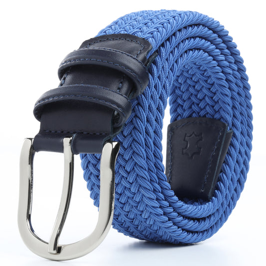 Rahat ve Şık Örgü Erkek Kemeri, Uniseks Kullanıma Uygun Kemer, Hakiki Deri Aksesuarlı Elastik Erkek Kemer, 3.5 cm Genişlik