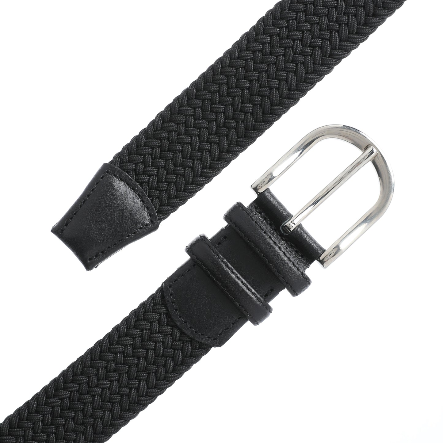 Rahat ve Şık Örgü Erkek Kemeri, Uniseks Kullanıma Uygun Kemer, Hakiki Deri Aksesuarlı Elastik Erkek Kemer, 3.5 cm Genişlik