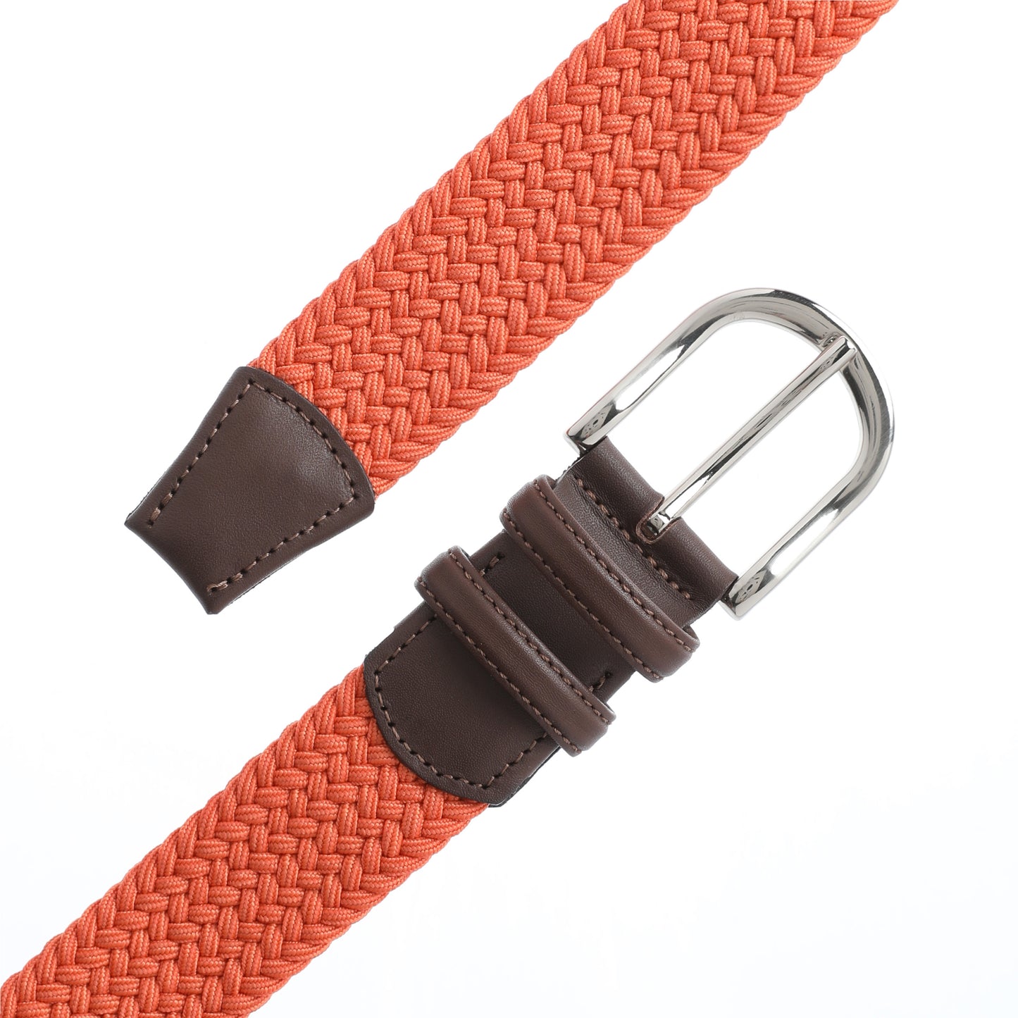 Rahat ve Şık Örgü Erkek Kemeri, Uniseks Kullanıma Uygun Kemer, Hakiki Deri Aksesuarlı Elastik Erkek Kemer, 3.5 cm Genişlik