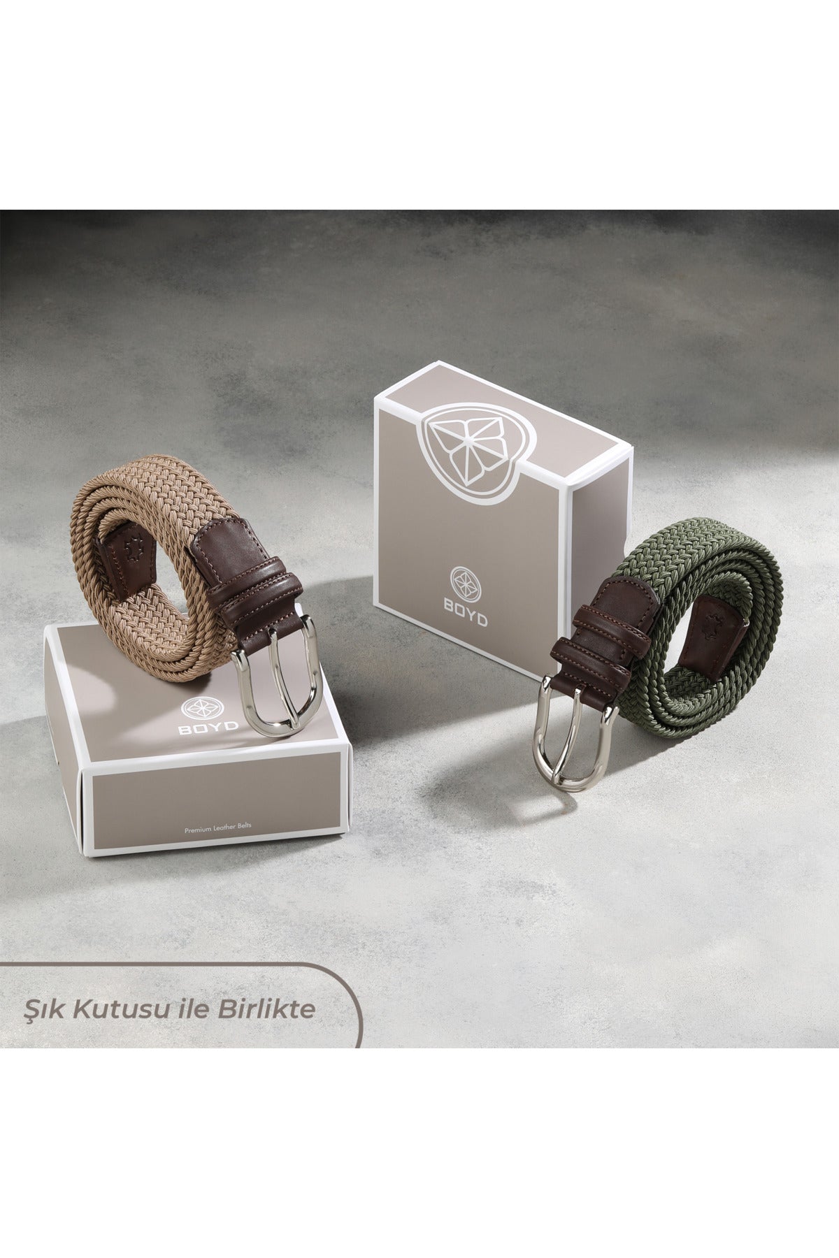 BOYD Rahat ve Şık Örgü Erkek Kemeri, Uniseks Kullanıma Uygun Kemer, Hakiki Deri Aksesuarlı Elastik Bebe Mavisi Erkek Kemer, 3.5 cm Genişlik